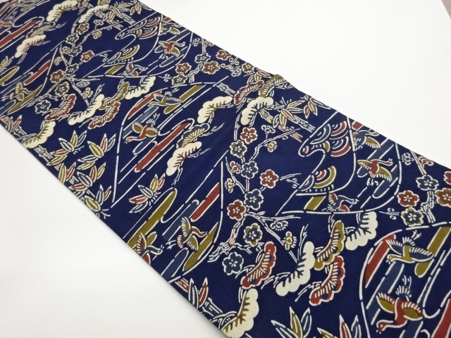 JAPANESE KIMONO / JODAI TSUMUGI SOUKI-DYED PINE / BAMBOO / PLUM / CRAN